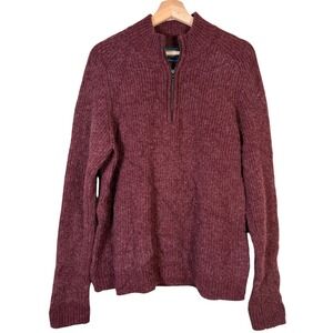 Abercrombie Fitch Men's Burgundy 100% Wool Half Zip Sweater Size L Holiday Party